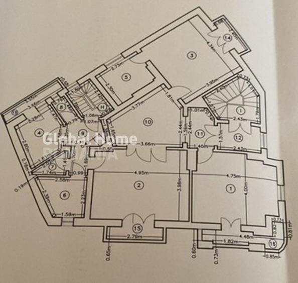 Spatiu birouri - 3 camere | Zona Cismigiu | Et. 2 – Cladire Interbelica | 107 MP