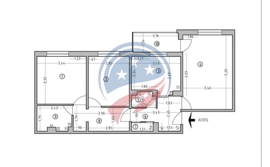 Apartament 3 camere decomandat, Et. 2/4, Lăpuș–Argeș, mobilat, centrală nouă, AC