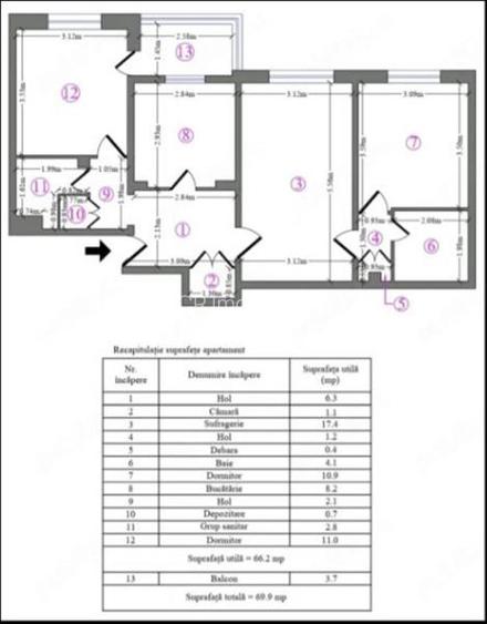 Apartament de 3 camere Arena Nationala,