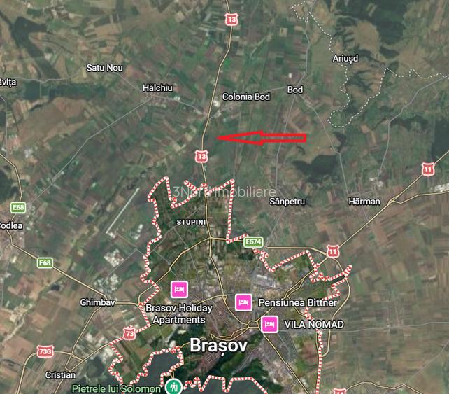 Brasov, teren intravilan 30.500mp, 172 ml deschidere