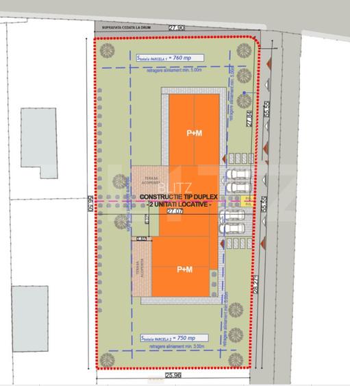 Teren intravilan 1500mp, front 26m, in autorizare locuinte colective Salicea!