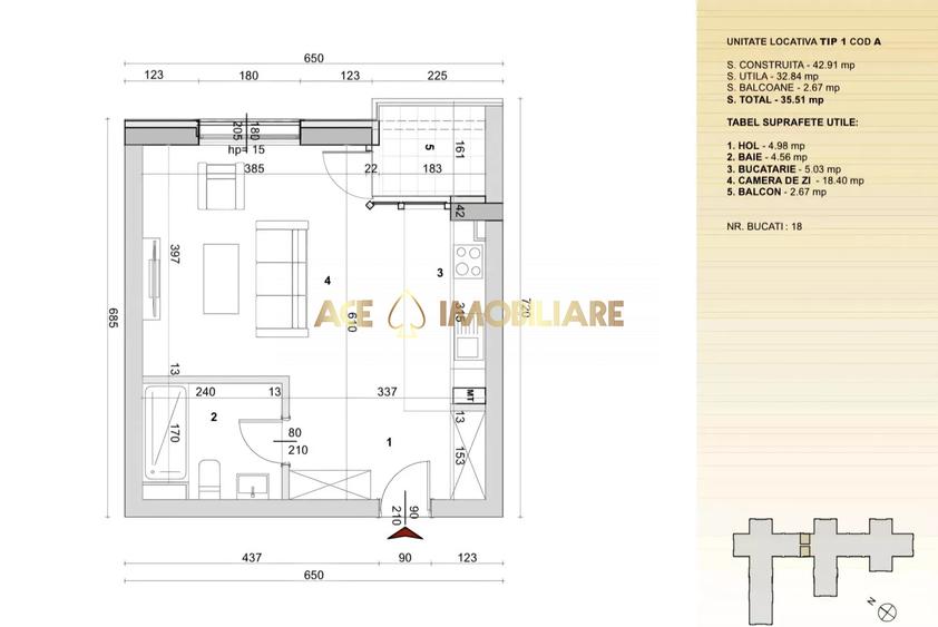 Garsoniera de vanzare | High Garden East | Metrou | 0% Comision | Nemobilata