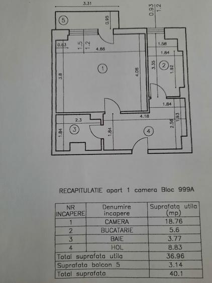Apartament cu 1 camera decomandat, etajul 2/8, zona Cug