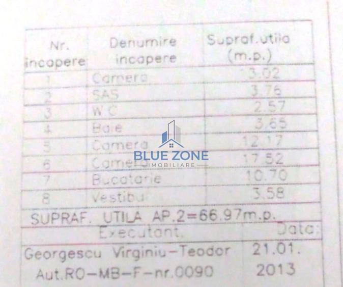 1 Decembrie | 3 camere | 66,97 mp | Bloc 2013 | 2 băi | Curte