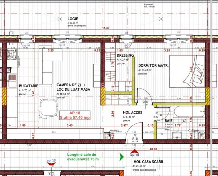 Apartament 2 camere, terasa 22 mp, 57.40 mp, garaj, Eroilor - 10