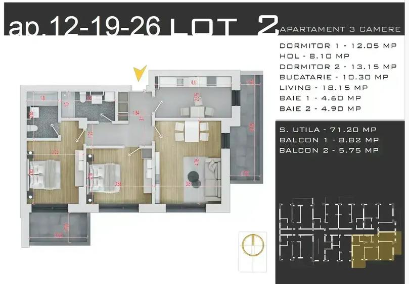 3 camere decoamandat spatios si luminos cu doua balcoane | Pallady