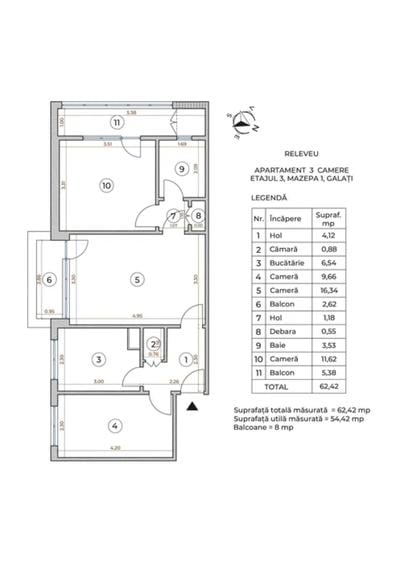 Apartament 3 camere, etaj 3/4, centrală proprie și izolație – Mazepa 1