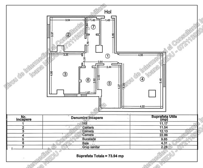 🙋Compozitori🔸3 Camere 74m² Mobilat Utilat Loc de Parcare Centrala