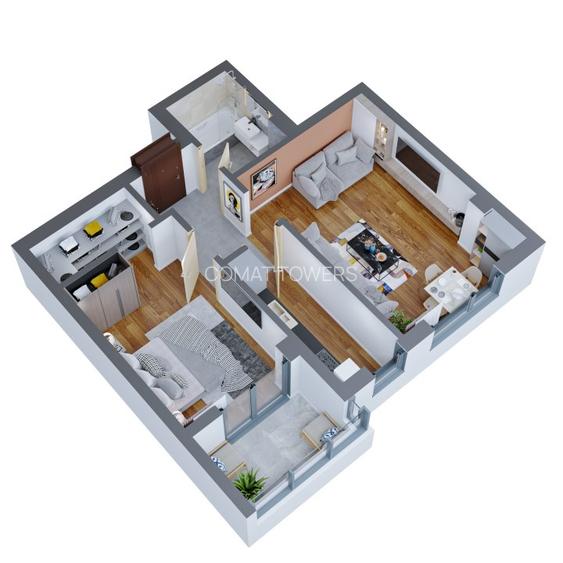 Apartament 2 Camere | TIP 4 | 58mp | Complex Comat Towers - 2