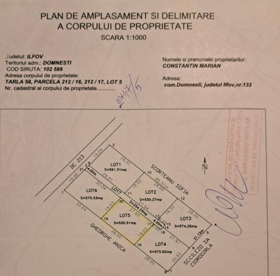 Teren Domnesti | Soseaua Curtea Domneasca | 1060 Mp-intravilan | Lot 530 MP