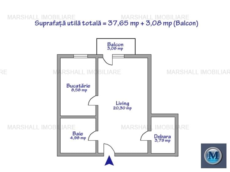 Garsoniera de vanzare, zona Nord, 37.65 mp #16457