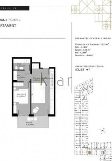 Apartament 2 camera 53.53mp, balcon 8,58mp, Sopor-Baza Sportiva