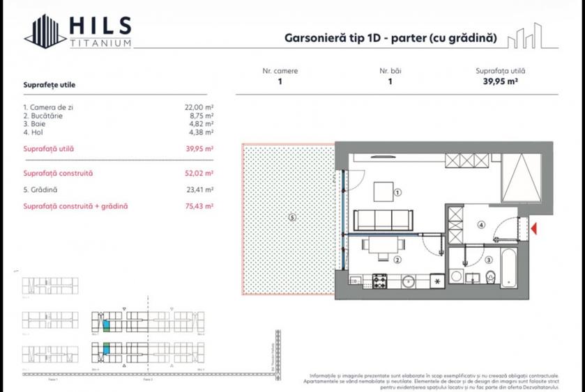 Garsoniera / Hils Titanium Faza 2 / 10 minute Metrou / Comision 0%