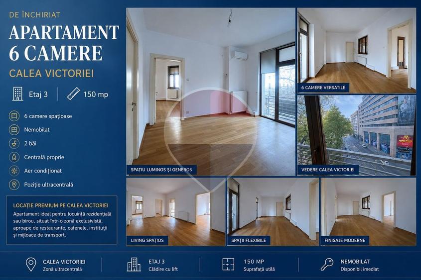 Inchiriere apartament cu 6 camere -Victoriei/Cismigiu