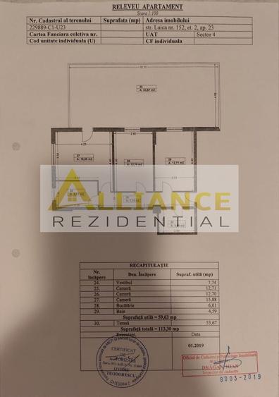 Apartament 3 camere cu terasă spectaculoasă de 54 mp – Strada Luica