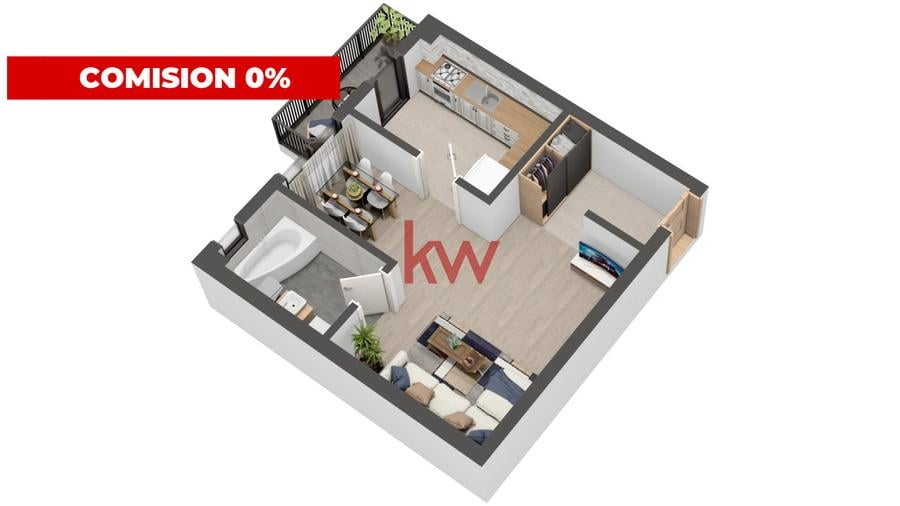 Apartament 1 cameră | 36 mp | Parter | Parcare inclusă | Valea Lupului