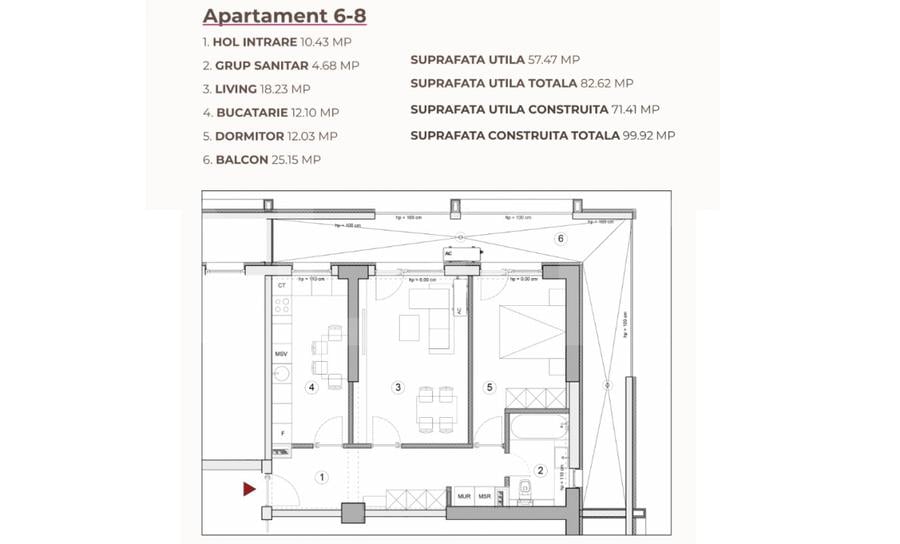 Apartament 2 camere, 82.62 mp, ansamblu 0% Comision Achiziție, Calea Severinului