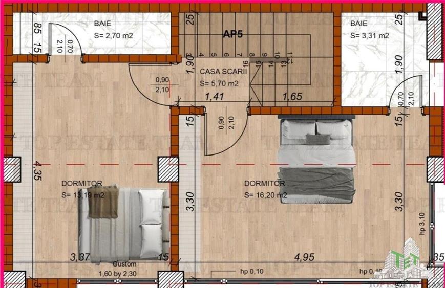 Apartament 3 camere, Duplex P+1 si curte proprie de 110 mp, bloc boutique, finis