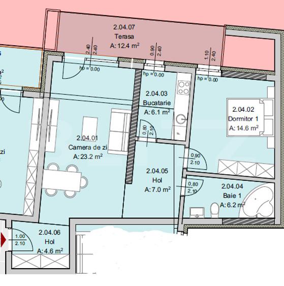 Apartament 2 camere, 62 mp, Terasa 12 mp, Imobil Nou, Semicentral