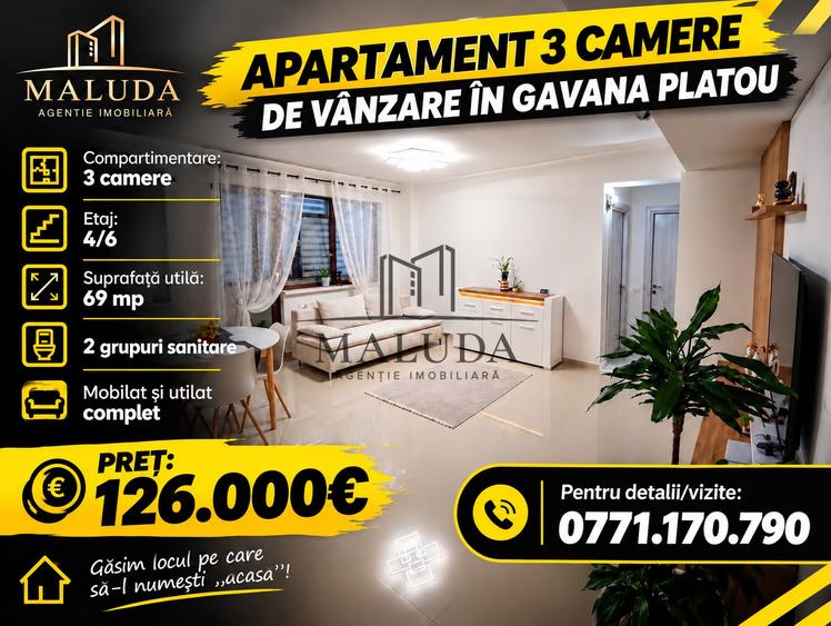 Ap. 3 cam. de vanzare in Gavana Platou-Maluda Imobiliare