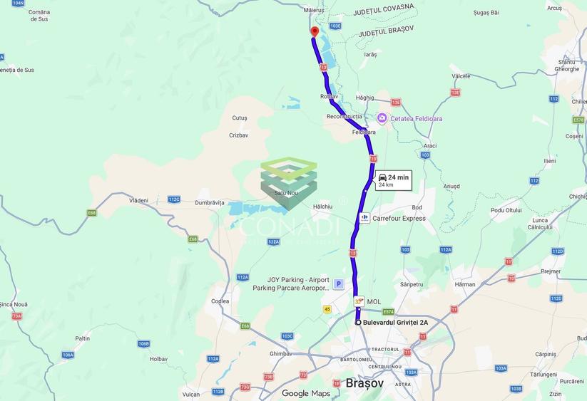 Teren cu deschidere la DN13 Maierus, Brasov