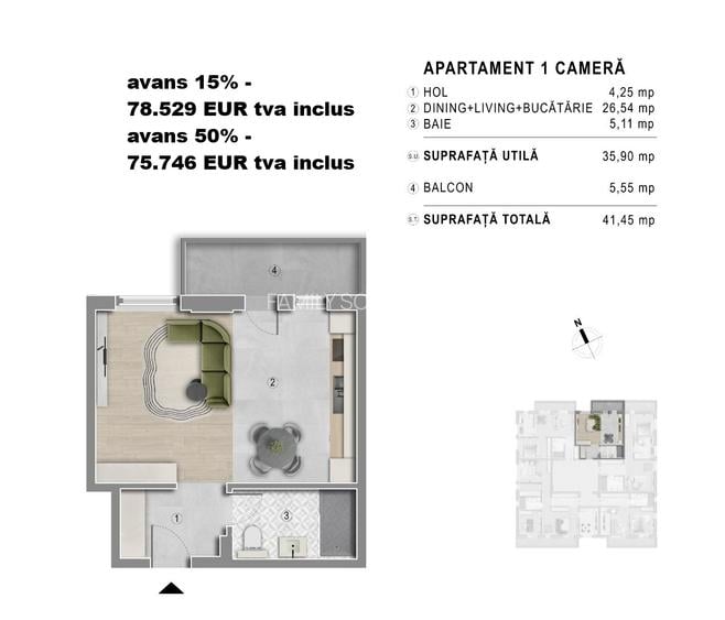 Metrou Berceni - Studio 47mp - bloc boutique 2027 - 4