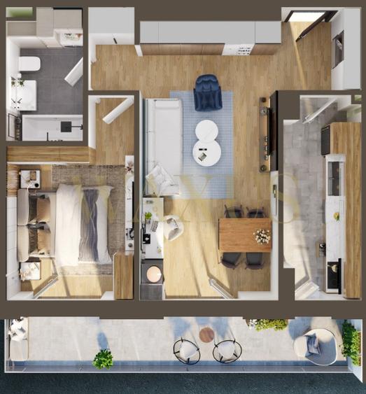 Apartament semifinisat - 2 camere I 54mp I Balcon I Parcare - Fabricii