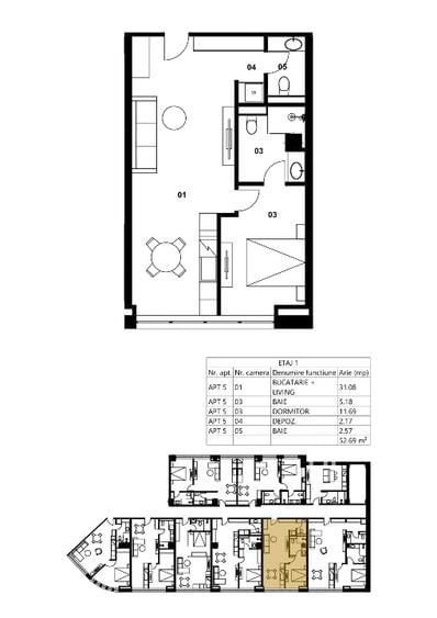 Apartament 2 camere premium | Cassa Exclusive | 52,69 mp | 158.000 €
