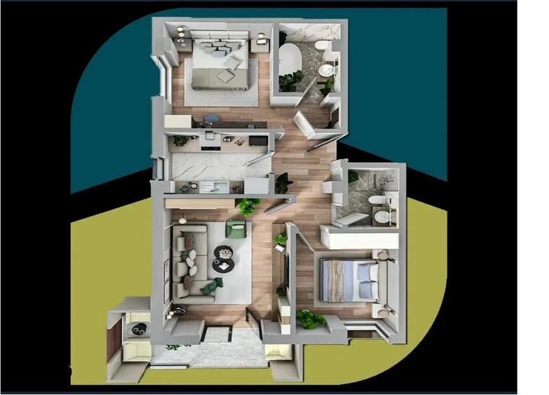 ESQ Village 3 Galata, apartament cu 3 camere, TIP 3, etaj 1 sau 2