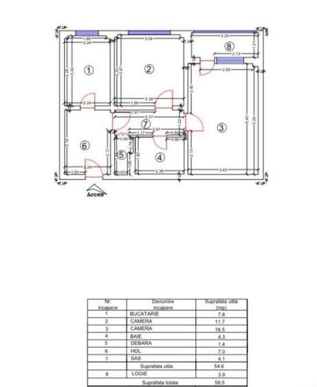 Apartament 2 camere decomandat – Strada Turda 129, Sector 1 – 58 mp