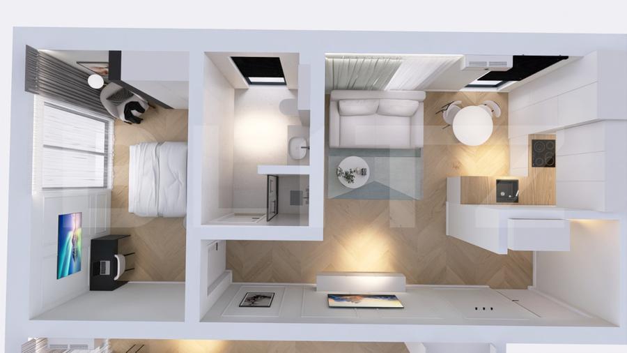Apartament cu 2 camere, in suprafat utila de 43,20 mp, zona Bradet
