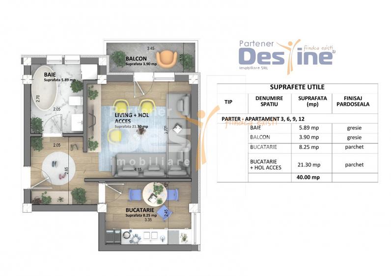 Apartamente noi Visan, COMISION 0%, predare mai 2026, pret 1.350 € + TVA