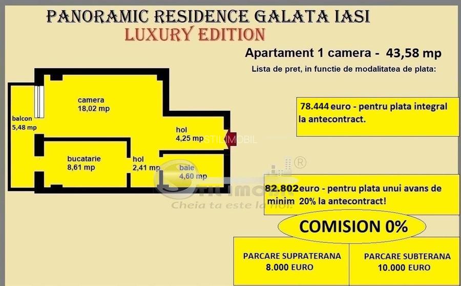 Apartament 1 camera de vanzare in Iasi, Galata, 43,58 mp, bloc nou - 2