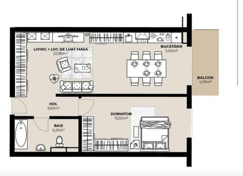 Apartament cu 2 camere in ansamblu rezidențial nou, 53 mp , zona Fabricii