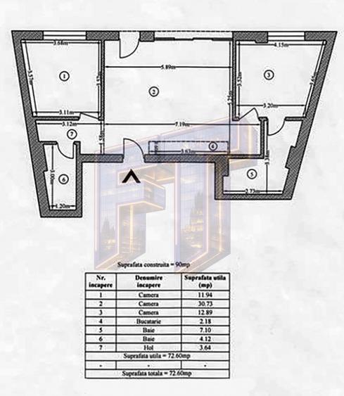 Închiriere 3 camere Grozăvești | 72 mp | 2 băi | Bloc nou cu lift