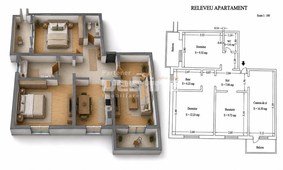 Apartament de vânzare | Zona TÂRGU CUCU | semidecomandat, 3 camere - 13