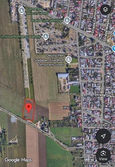 Teren intravilan 1000 mp, dechidere 30 m, Chercea
