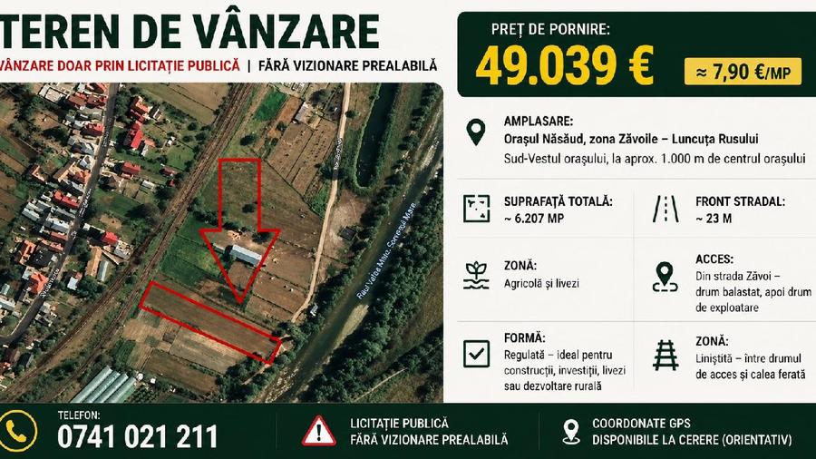 Zona Zavoile cu Luncuta Rusului - Teren intravilan- 2.930mp, Nasaud