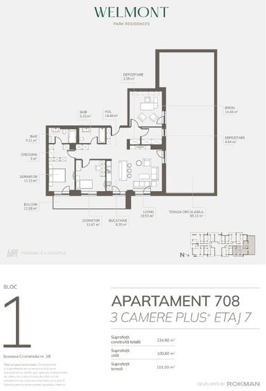 Dezvoltator, Apartament trei camere plus , Welmont/Rokman