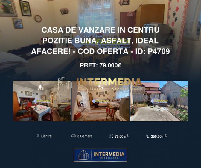 Casa de vanzare in Centru pozitie buna, asfalt, Ideal afacere!