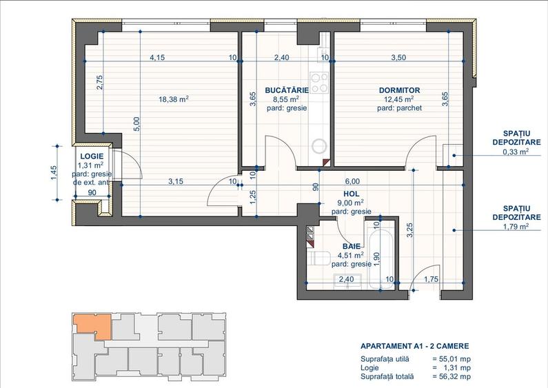 Apartament Nou 2 camere de vanzare C.U.G.