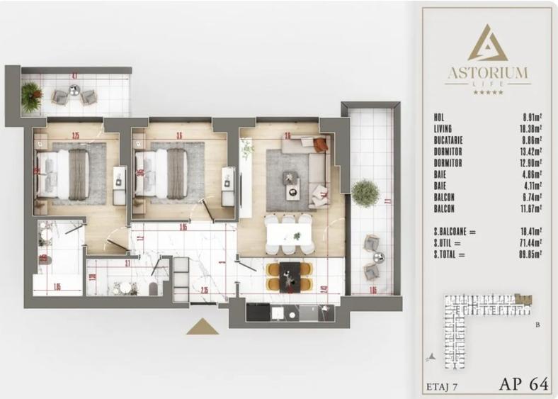 AP. 3CAM. IN PROIECTUL ASTORIUM LIFE -MUTARE IMEDIATA. COMISION 0%!