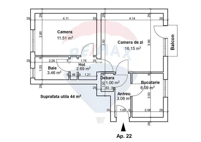 Apartament cu 2 camere de vânzare, Central - Pta 1 Decembrie