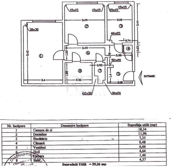 2 camere Barbu Văcărescu decomandat, parter, an 1981, 55 mp - 4