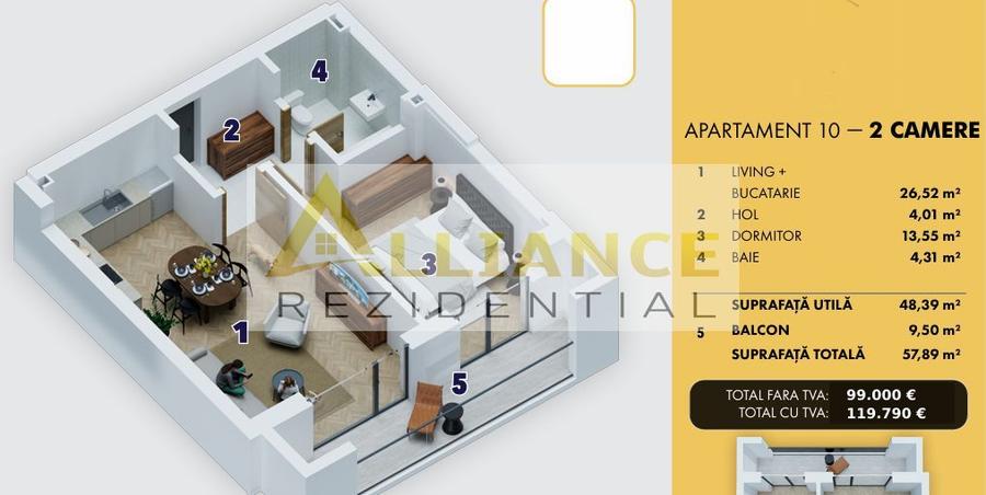 Apartament 2 camere de vanzare | Ansamblu nou | Comision 0%
