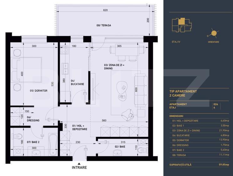 Apartament cu 2 camere si 2 bai, Smart Home, 60 mp - Complex Rezidential Nou