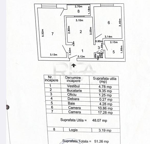 2 camere, 8/8, bloc 1979, anvelopat, 51 mp-Gorjului - 8