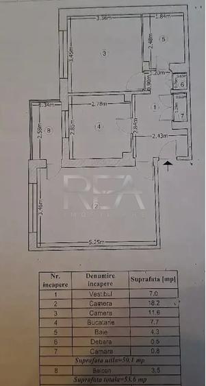 2 camere Aviației decomandat, et. 1, an 1984, metrou, 53 mp