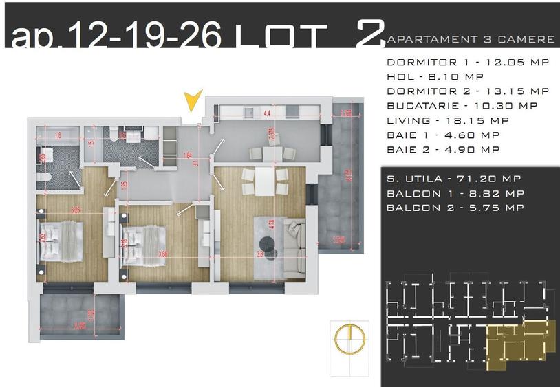 AP. 3CAM. IN COMPLEX DE 3 BLOCURI P+3 / LOC DE PARCARE INCLUS!