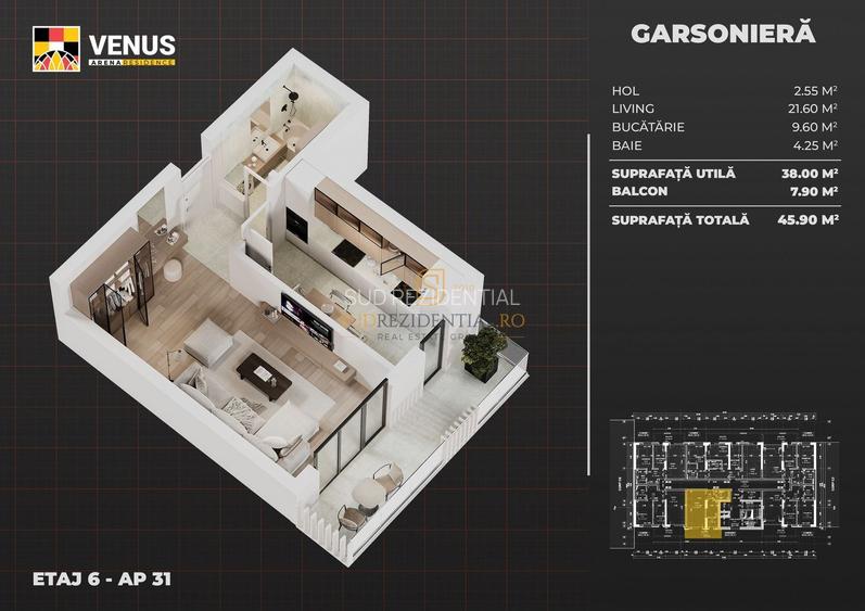 Garsoniera de vanzare bloc nou, finisaje top-  zona Aparatorii Patriei - 1